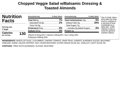 Chopped Veggie Salad w/Balsamic Dressing &amp; Toasted Almonds