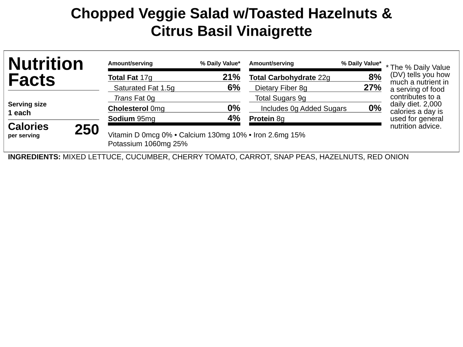 Chopped Veggie Salad w/Toasted Hazelnuts &amp; Citrus Basil Vinaigrette