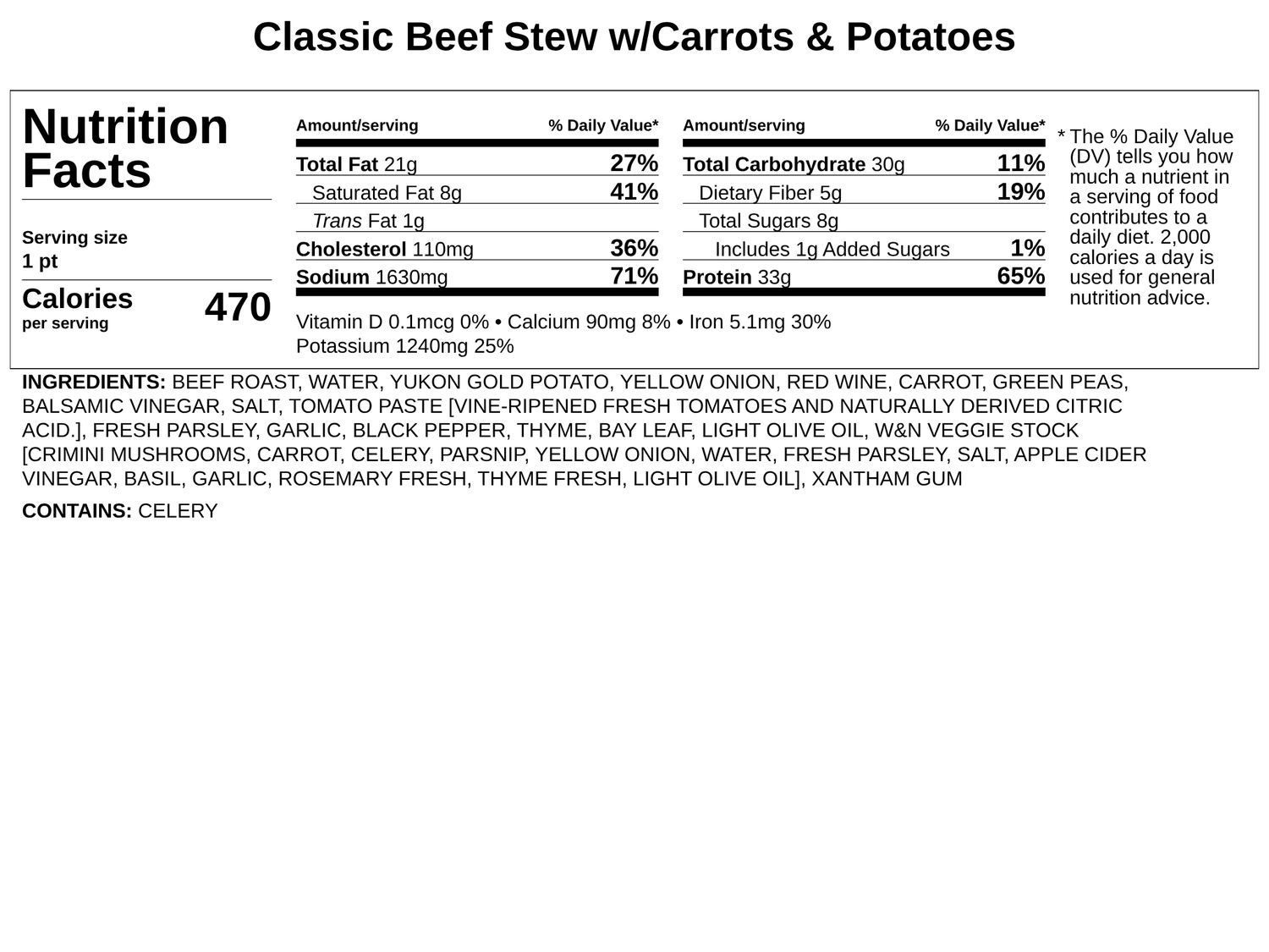Classic Beef Stew w/Carrots &amp; Potatoes