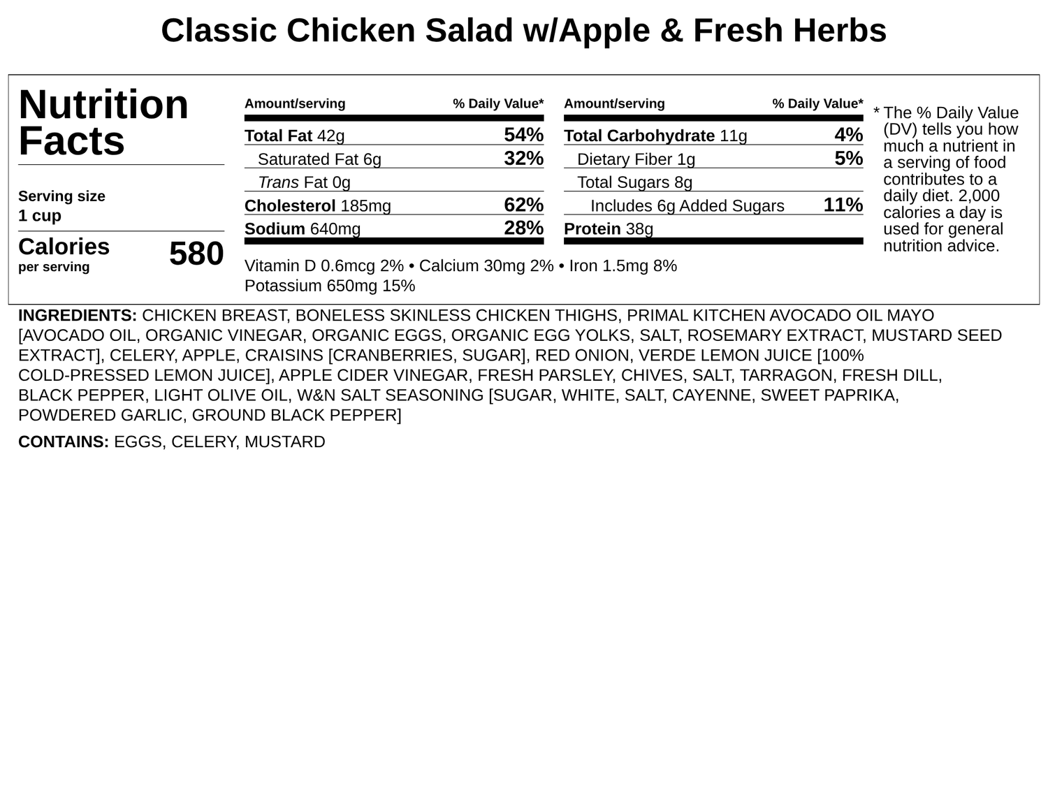 Classic Chicken Salad w/Apple &amp; Fresh Herbs