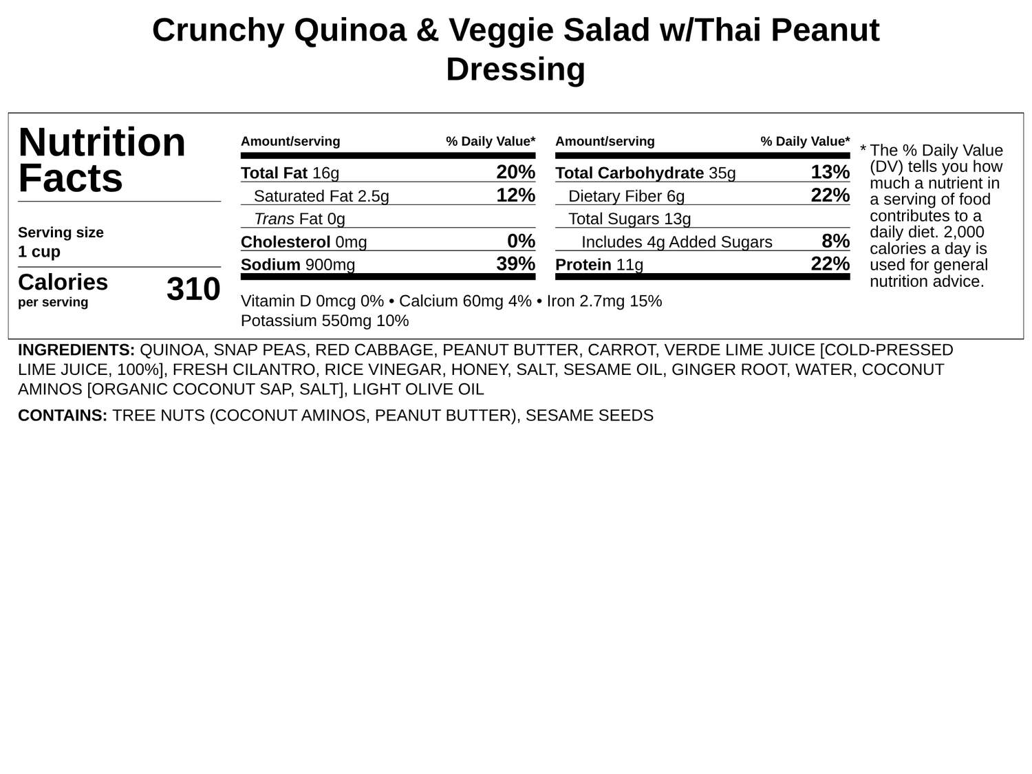 Crunchy Quinoa &amp; Veggie Salad w/Thai Peanut Dressing