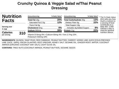 Crunchy Quinoa &amp; Veggie Salad w/Thai Peanut Dressing