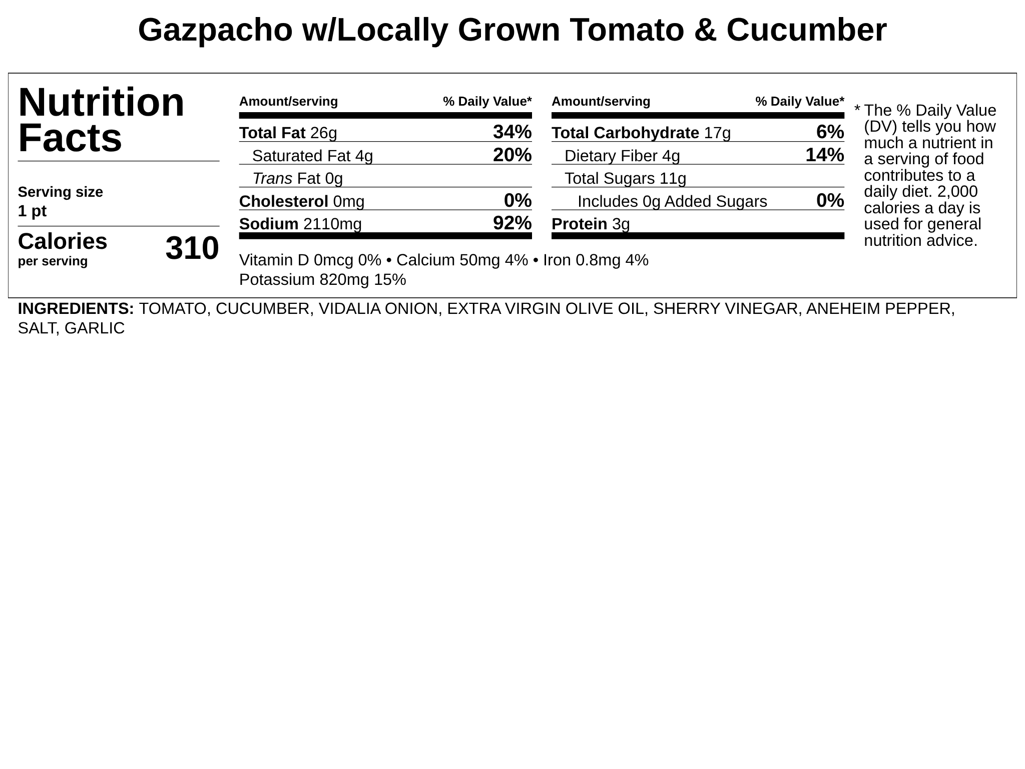 Gazpacho w/Local Tomato &amp; Cucumber