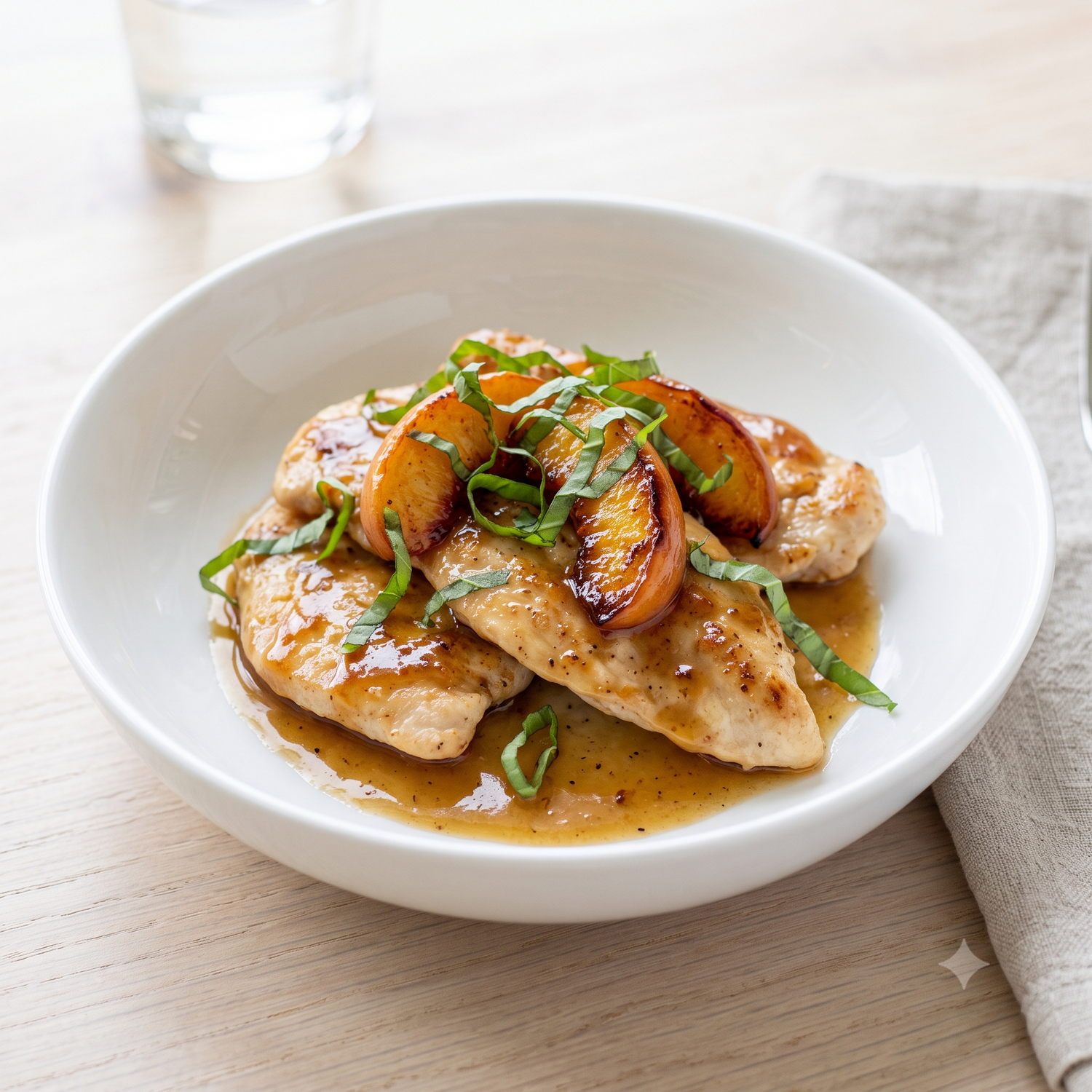 Chicken Scallopini w/Peaches, Ginger &amp; Fresh Basil