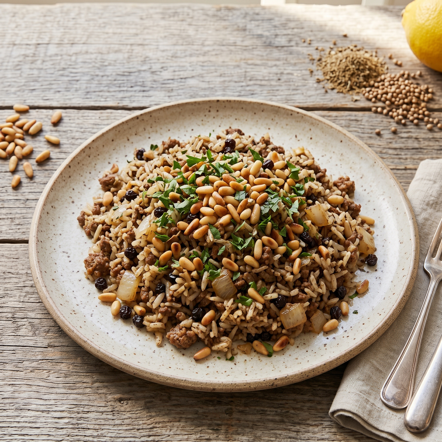 Hashweh - Lebanese Beef &amp; Rice w/Pine Nuts