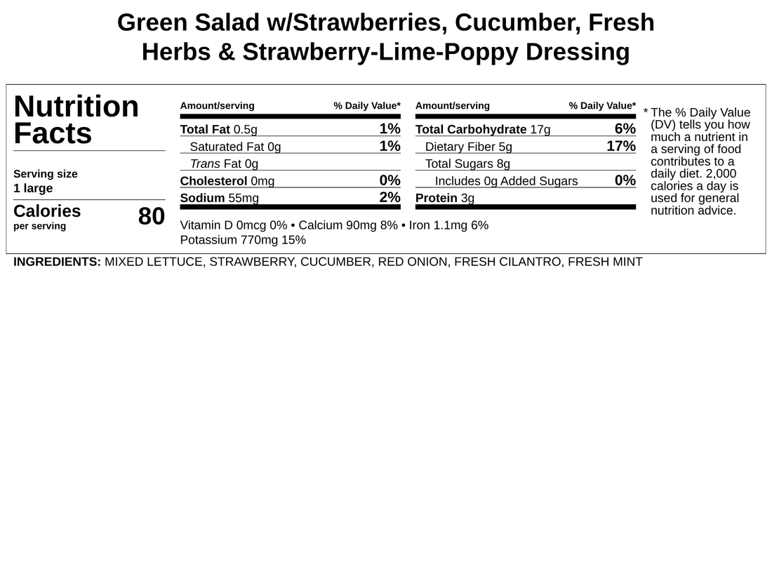 Green Salad w/Strawberries, Cucumber, Fresh Herbs &amp; Strawberry-Lime-Poppy Dressing