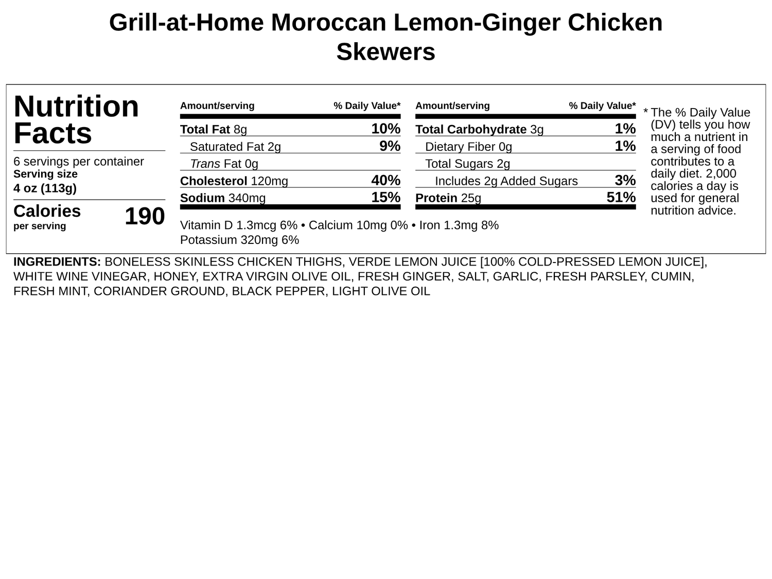 Frozen - Grill-at-Home Moroccan Lemon-Ginger Chicken