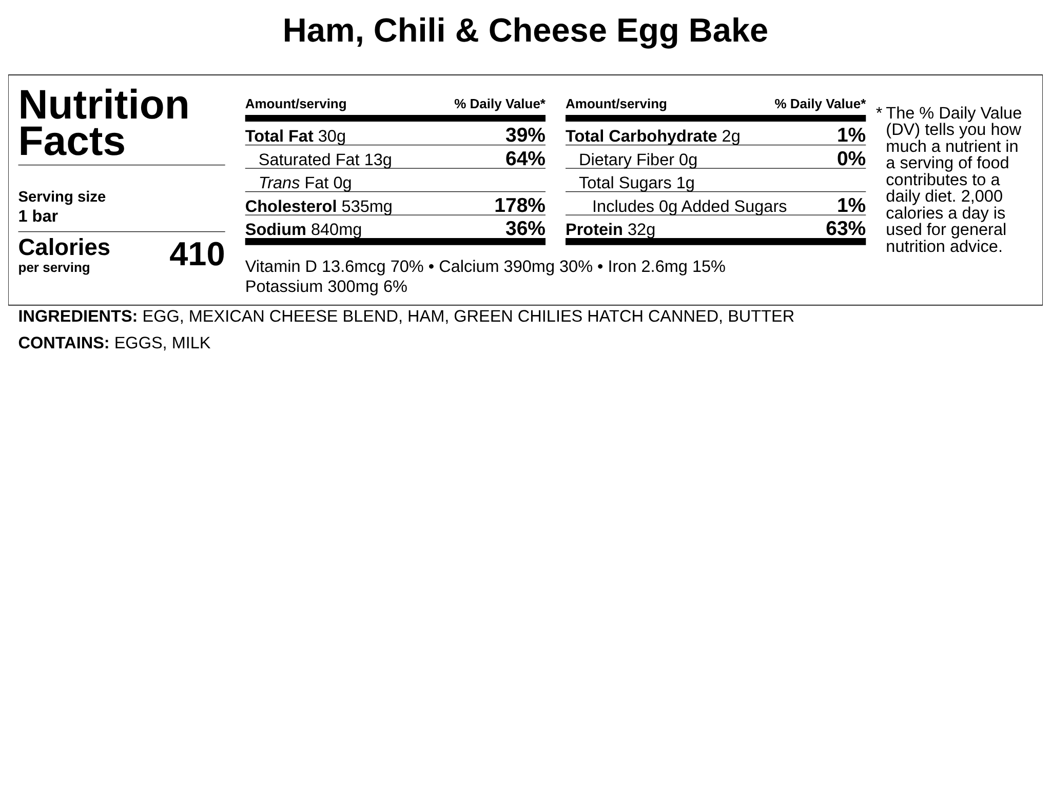 Ham, Chili &amp; Cheese Egg Bake