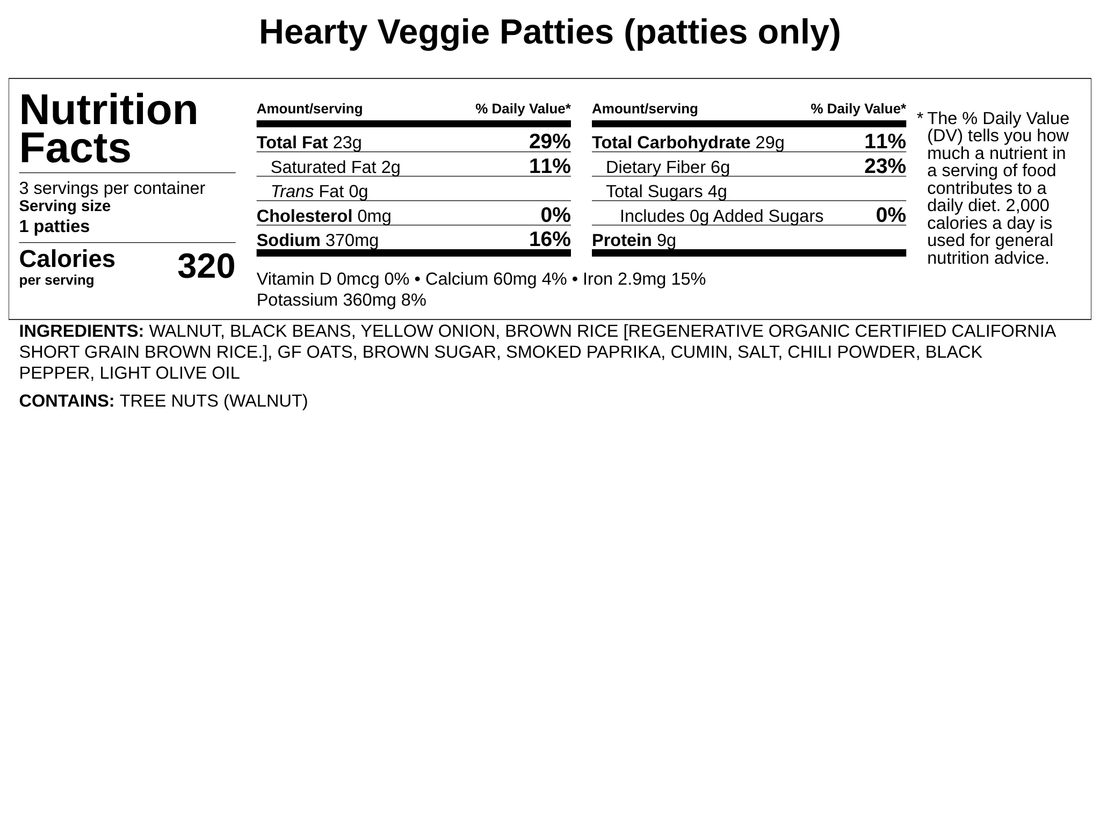Hearty Veggie Patties w/House-made BBQ Sauce