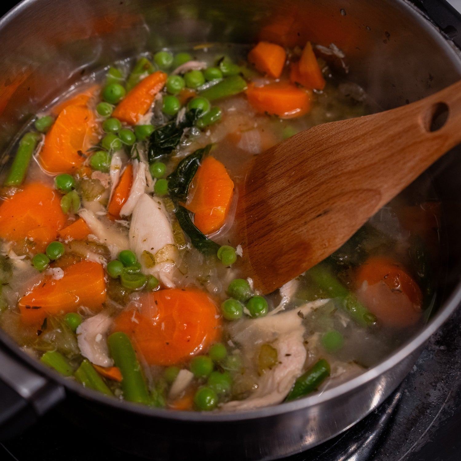 Lemony Spring Chicken Soup w/Carrots, Asparagus, Sweet Peas &amp; Fresh Herbs