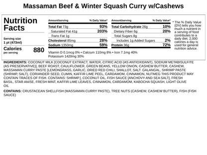 Massaman Beef, Cauliflower &amp; Green Bean Curry w/Cashews