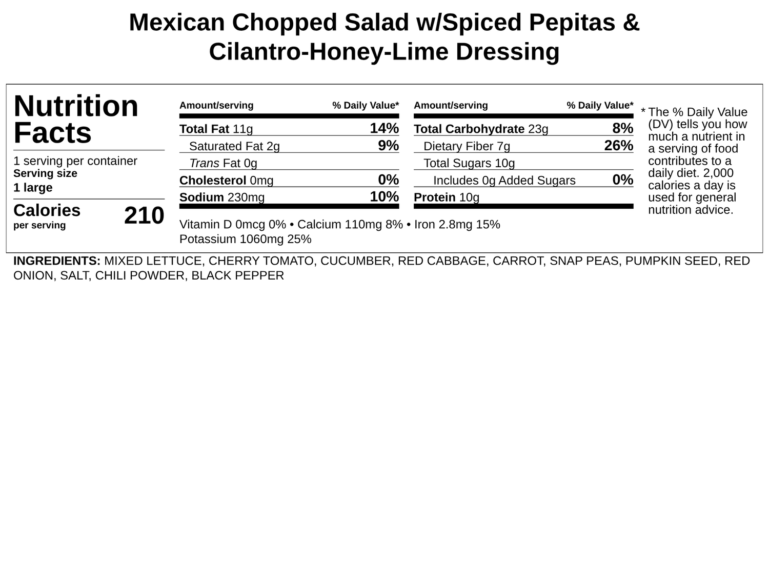 Mexican Chopped Salad w/Spiced Pepitas &amp; Cilantro-Honey-Lime Dressing