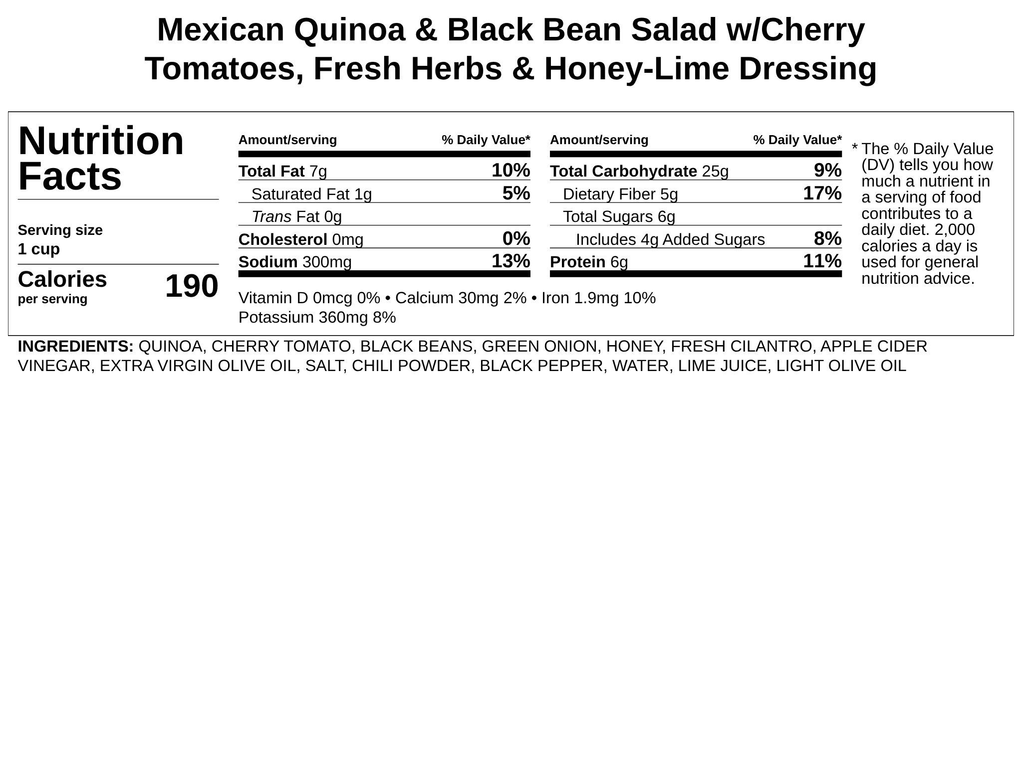 Mexican Quinoa &amp; Black Bean Salad w/Tomatoes, Fresh Herbs &amp; Honey-Lime Dressing