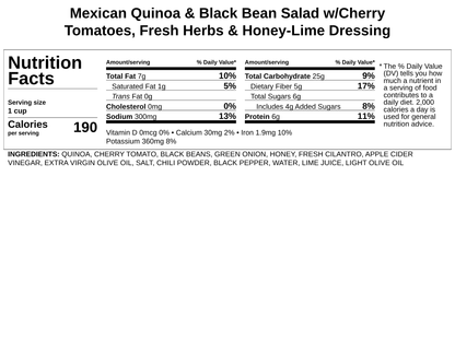 Mexican Quinoa &amp; Black Bean Salad w/Tomatoes, Fresh Herbs &amp; Honey-Lime Dressing
