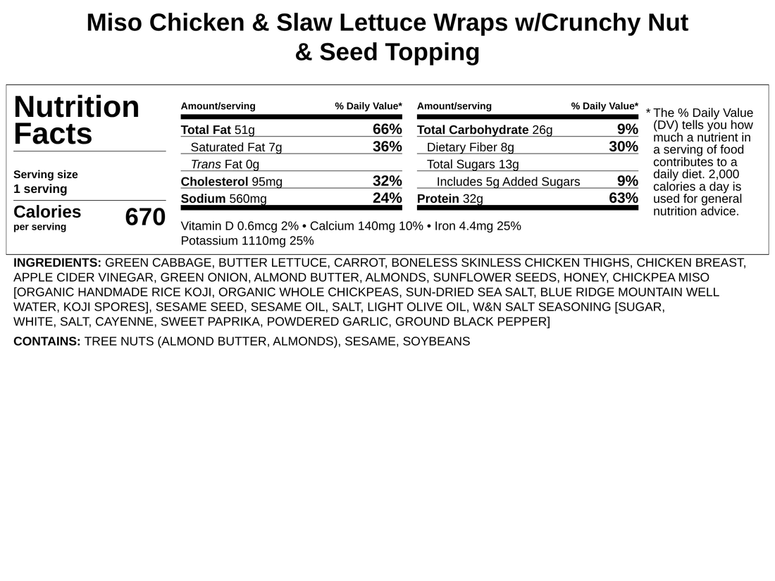 Miso Chicken &amp; Slaw Lettuce Wraps w/Crunchy Nut &amp; Seed Topping