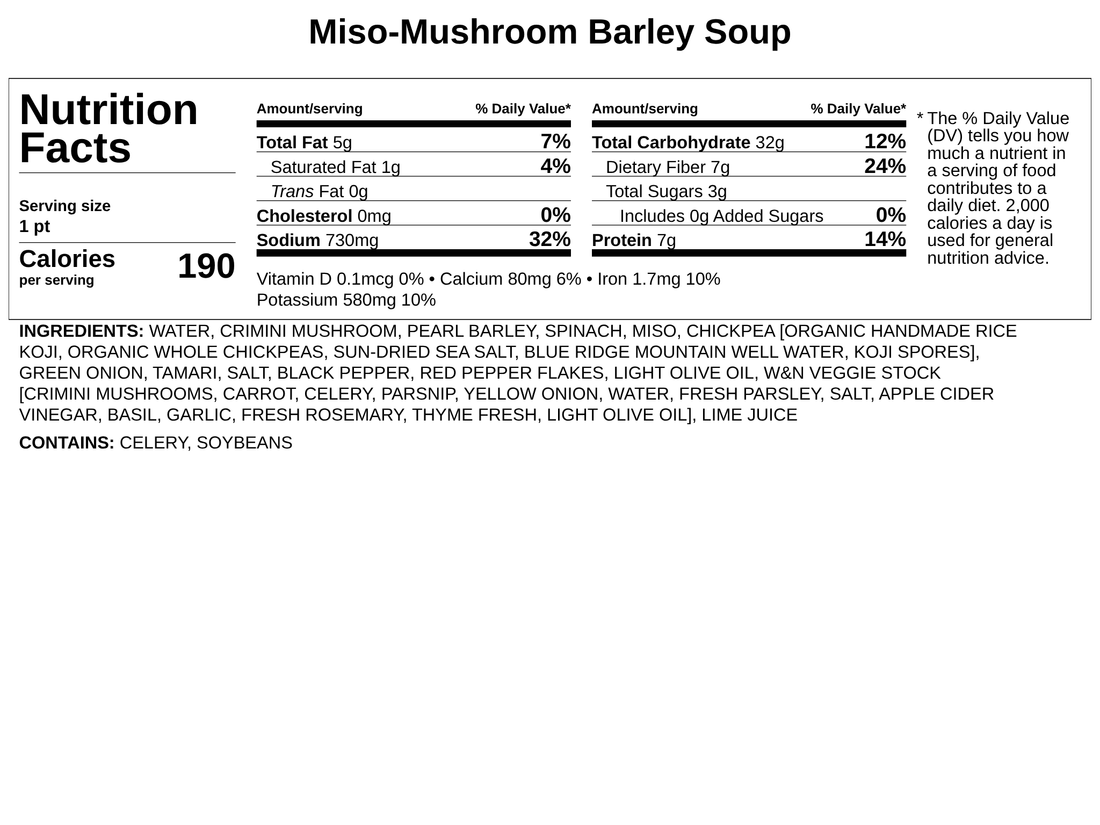 Miso-Mushroom, Barley &amp; Spinach Soup