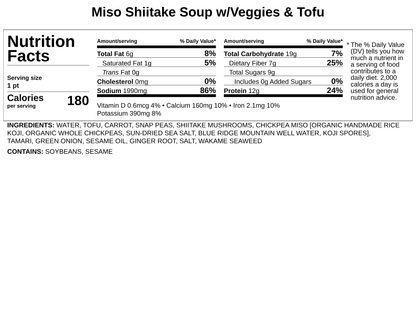 Frozen - Miso-Shiitake Soup w/Veggies &amp; Tofu