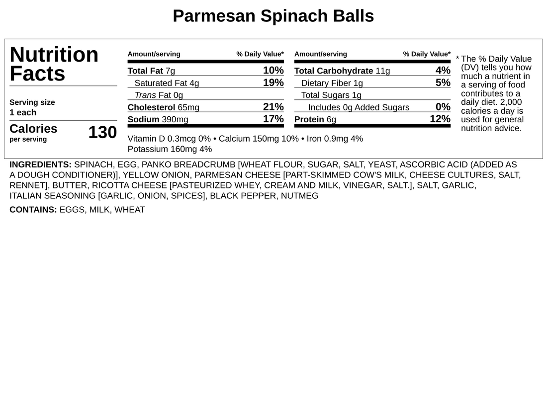 Parmesan Spinach Balls in House-made Spaghetti Sauce - wheat