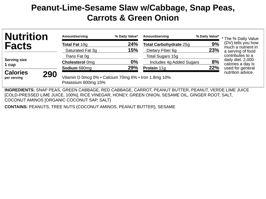 Peanut-Lime-Sesame Slaw w/Cabbage, Snap Peas, Carrots &amp; Green Onion