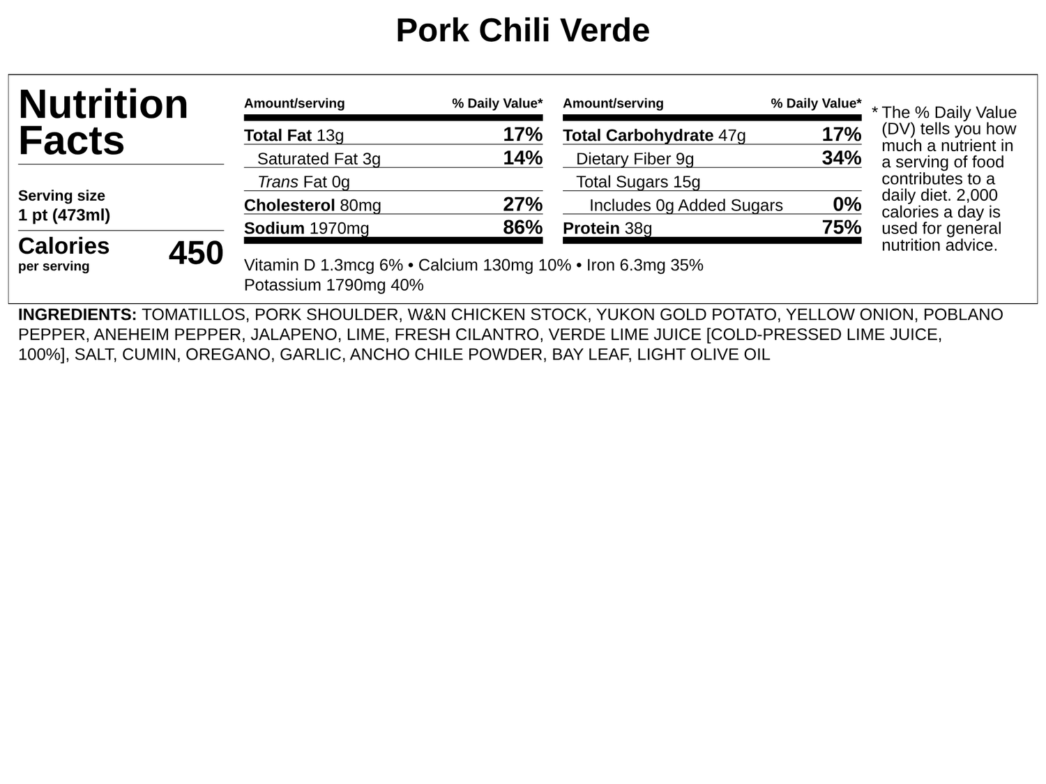 Frozen - Pork Chili Verde