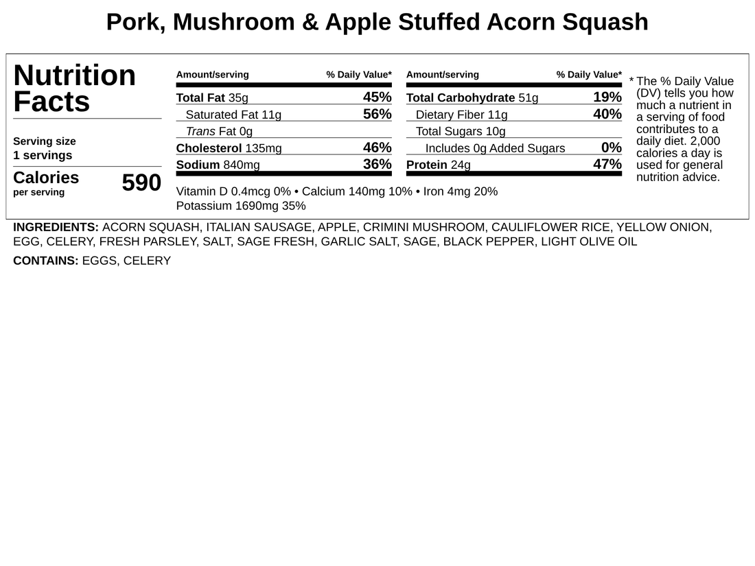 Pork, Mushroom &amp; Apple Stuffed Acorn Squash
