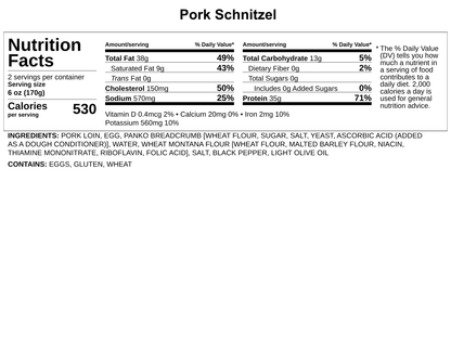 Frozen - Pork Schnitzel w/Sour Plum &amp; Sage Jam