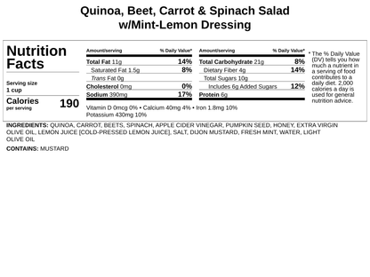 Quinoa, Beet, Carrot &amp; Spinach Salad w/Mint-Lemon Dressing