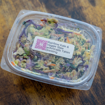 Rainbow Kale &amp; Veggie Slaw w/Avocado Tahini Dressing