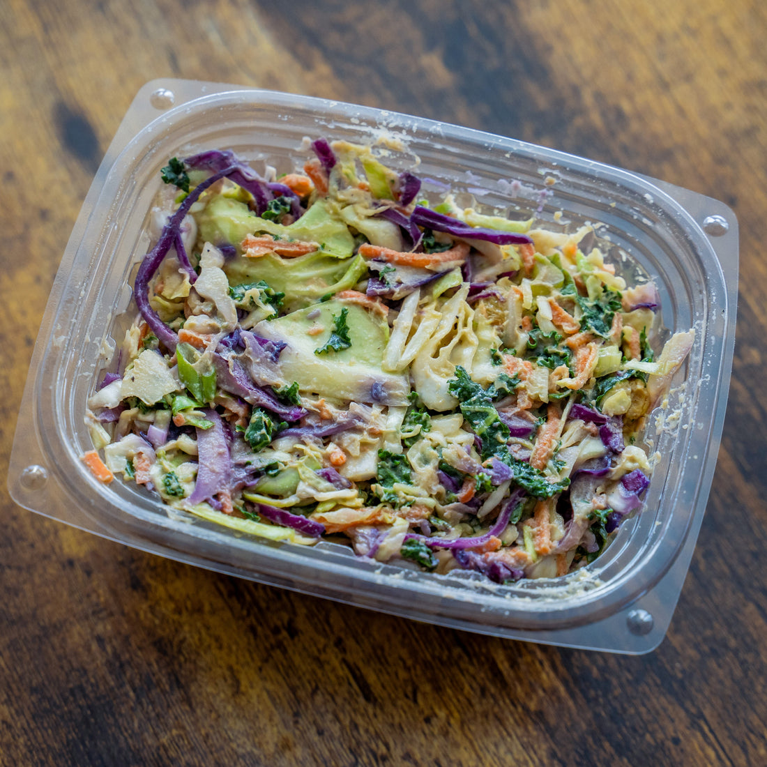 Rainbow Kale & Veggie Slaw w/Avocado Tahini Dressing