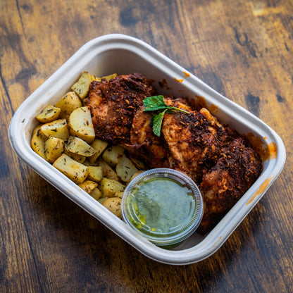 Roasted Chicken Thighs w/Honey-Dijon-Mint Sauce &amp; Roasted Potatoes