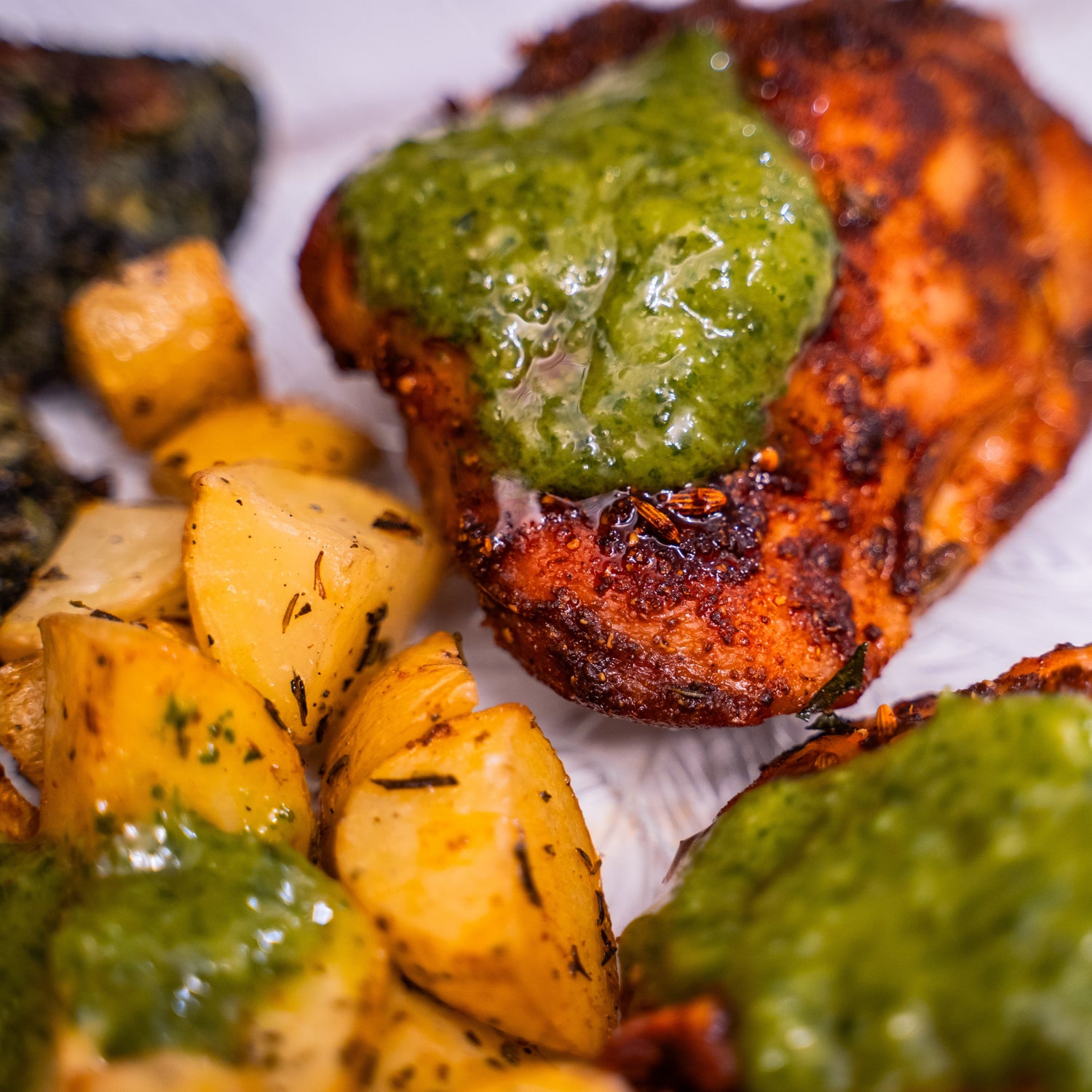 Frozen - Spiced &amp; Roasted Chicken Thighs w/Honey-Dijon-Mint Sauce
