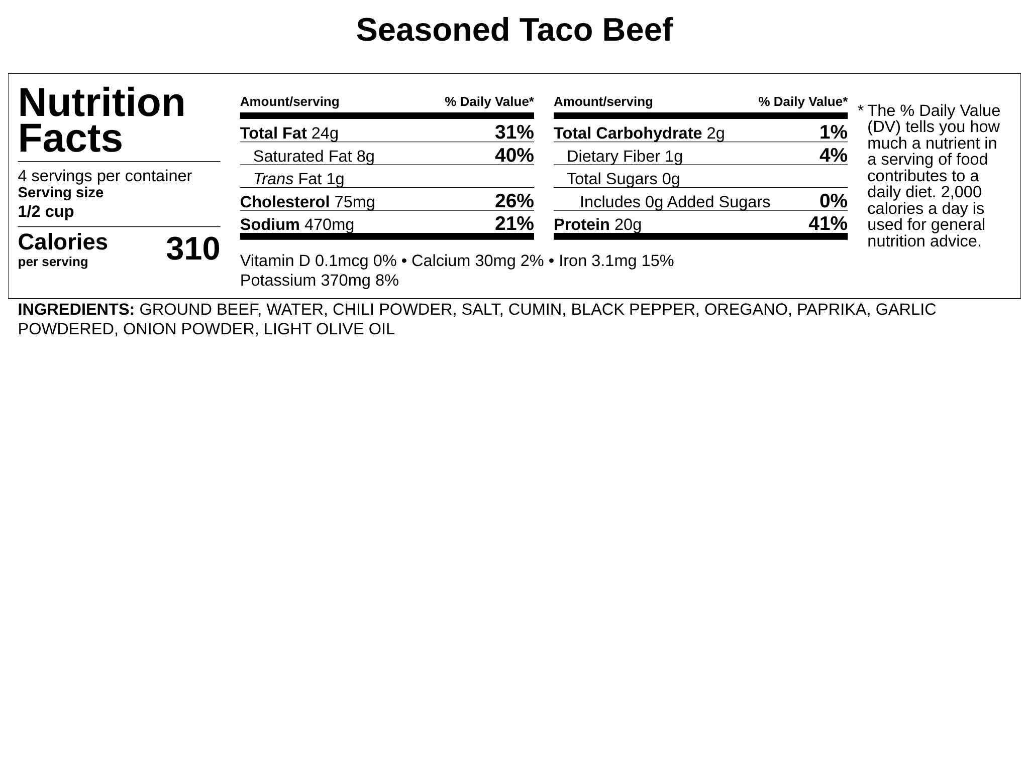 Frozen - Seasoned Taco Beef