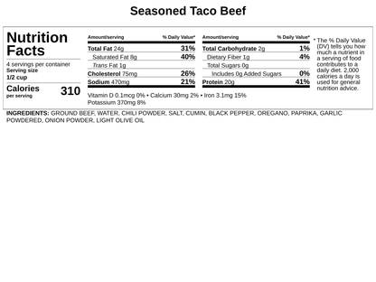 Frozen - Seasoned Taco Beef