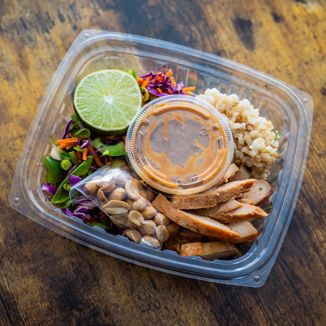 Thai Chicken, Veggie &amp; Brown Rice Bowl w/Peanut Sauce