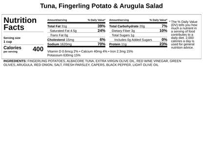 Tuna, Fingerling Potato &amp; Arugula Salad