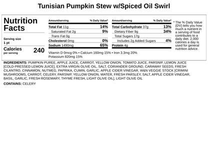 Frozen - Tunisian Pumpkin Stew w/Spiced Oil Swirl