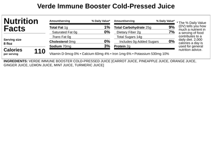 Verde Cold-Pressed Juice - Immune Booster