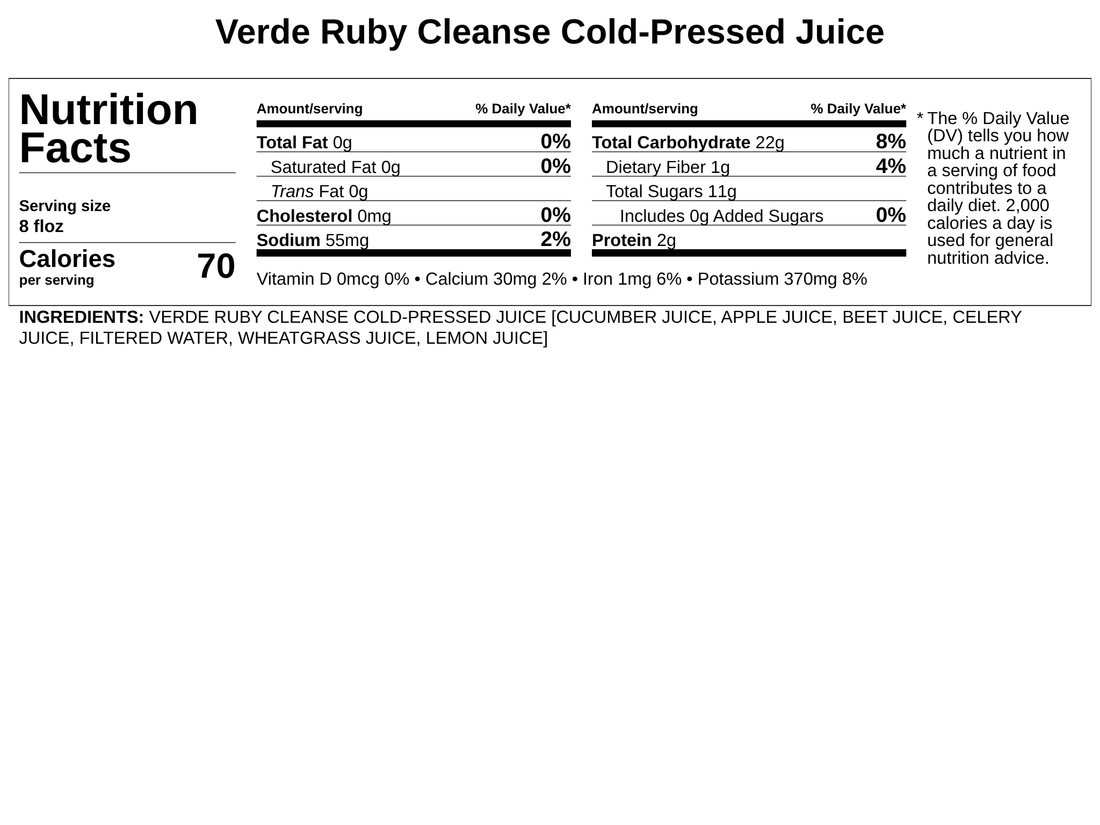 Verde Cold-Pressed Juice - Ruby Cleanse