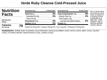 Verde Cold-Pressed Juice - Ruby Cleanse