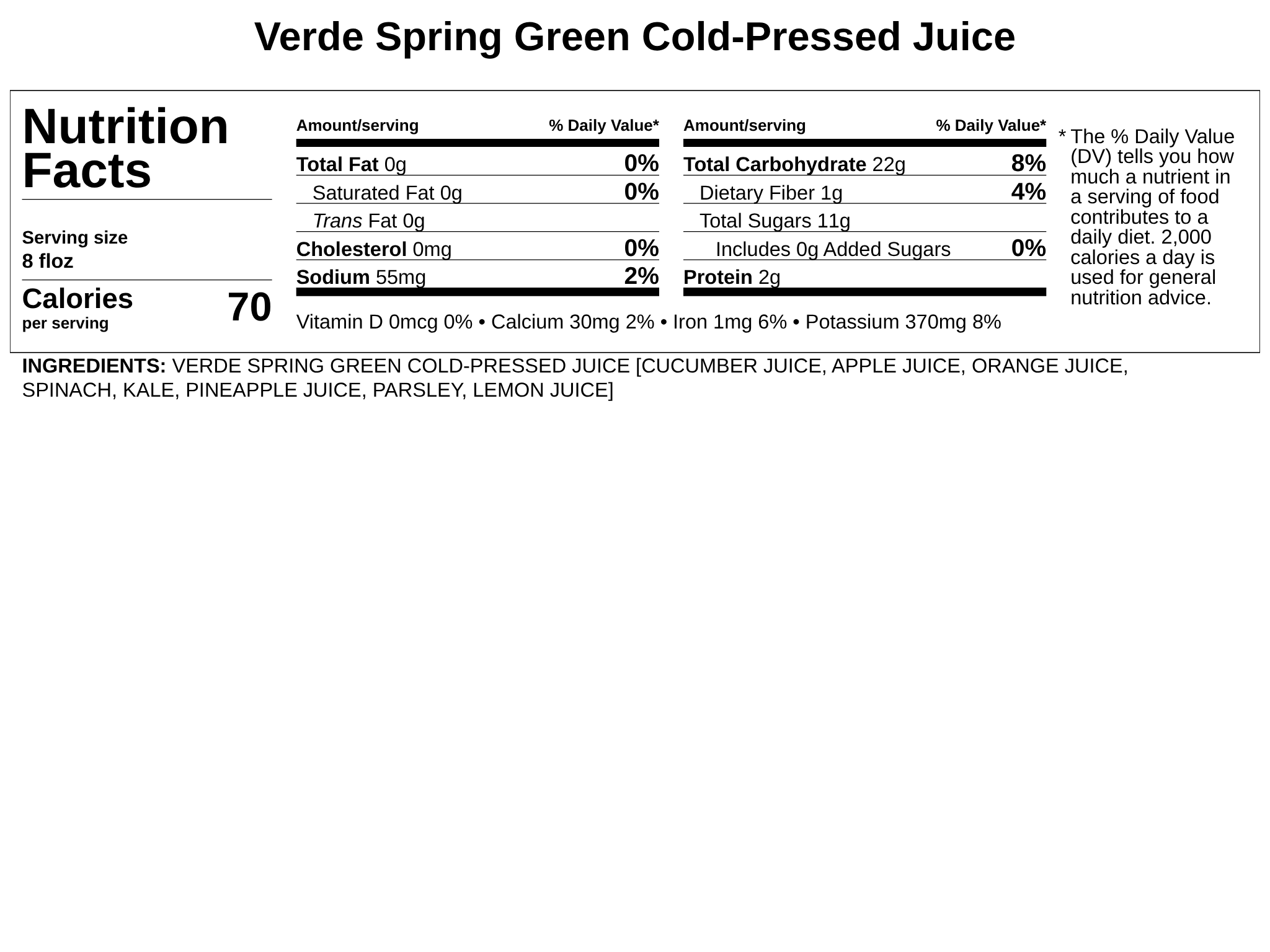 Verde Cold-Pressed Juice - Spring Green