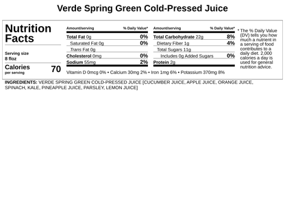 Verde Cold-Pressed Juice - Spring Green