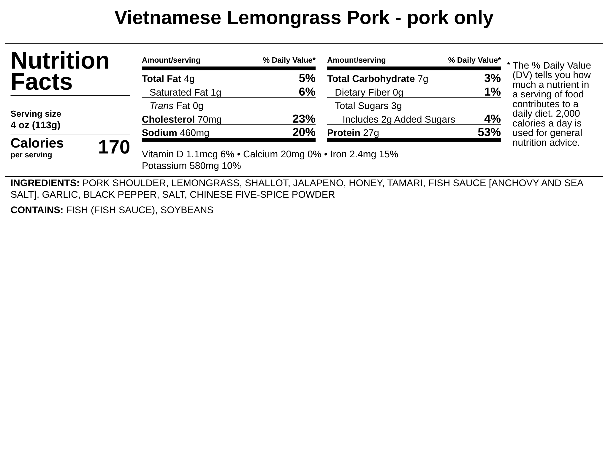 Frozen - Grill-at-Home - Vietnamese Lemongrass Pork w/Dipping Sauce - Serves 4-6*