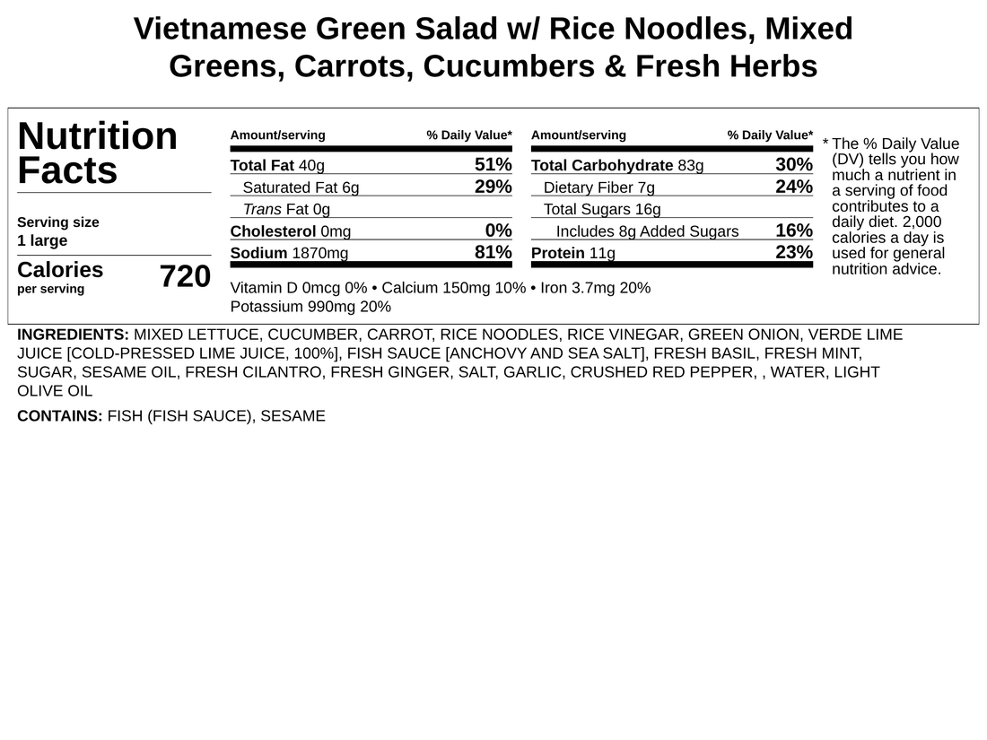Vietnamese Rice Noodle Salad w/Mixed Greens, Carrots, Cucumbers &amp; Fresh Herbs + opt. MT Sirloin