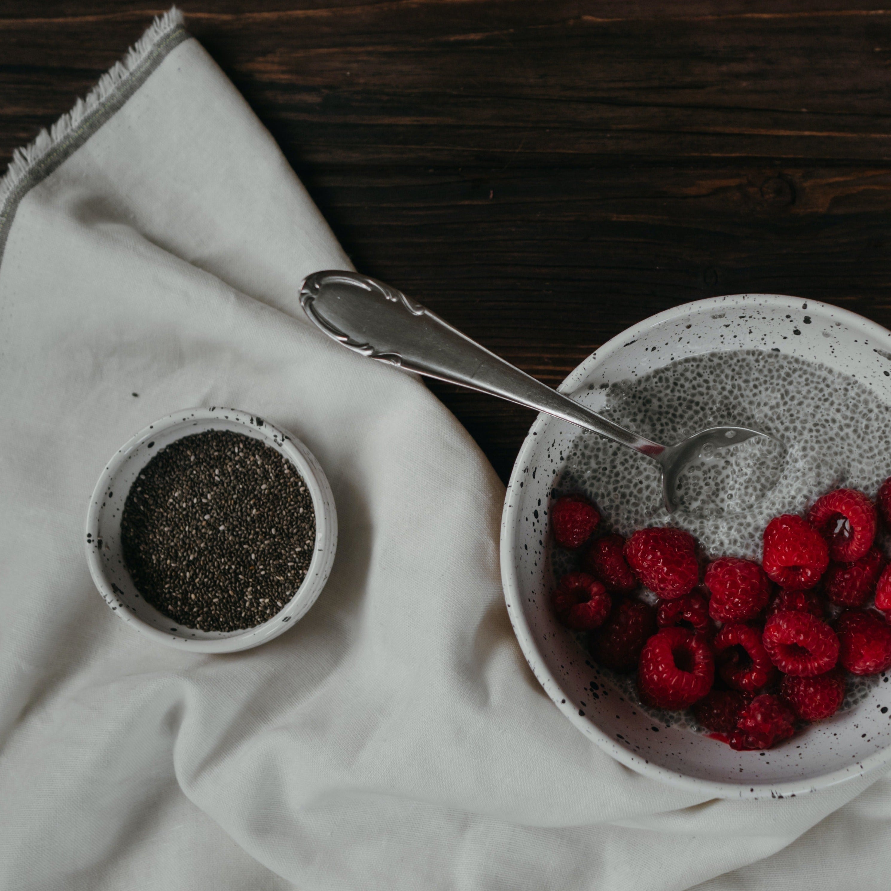 Chia &amp; Hemp Seed Pudding w/Fresh Raspberries