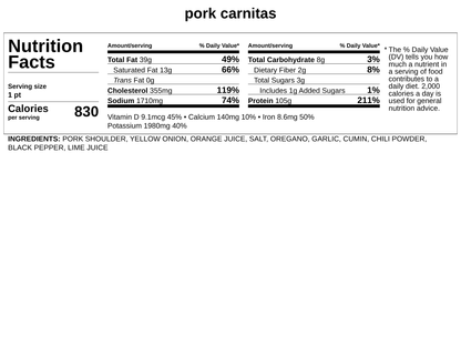 Frozen - Carnitas Pork for Tacos