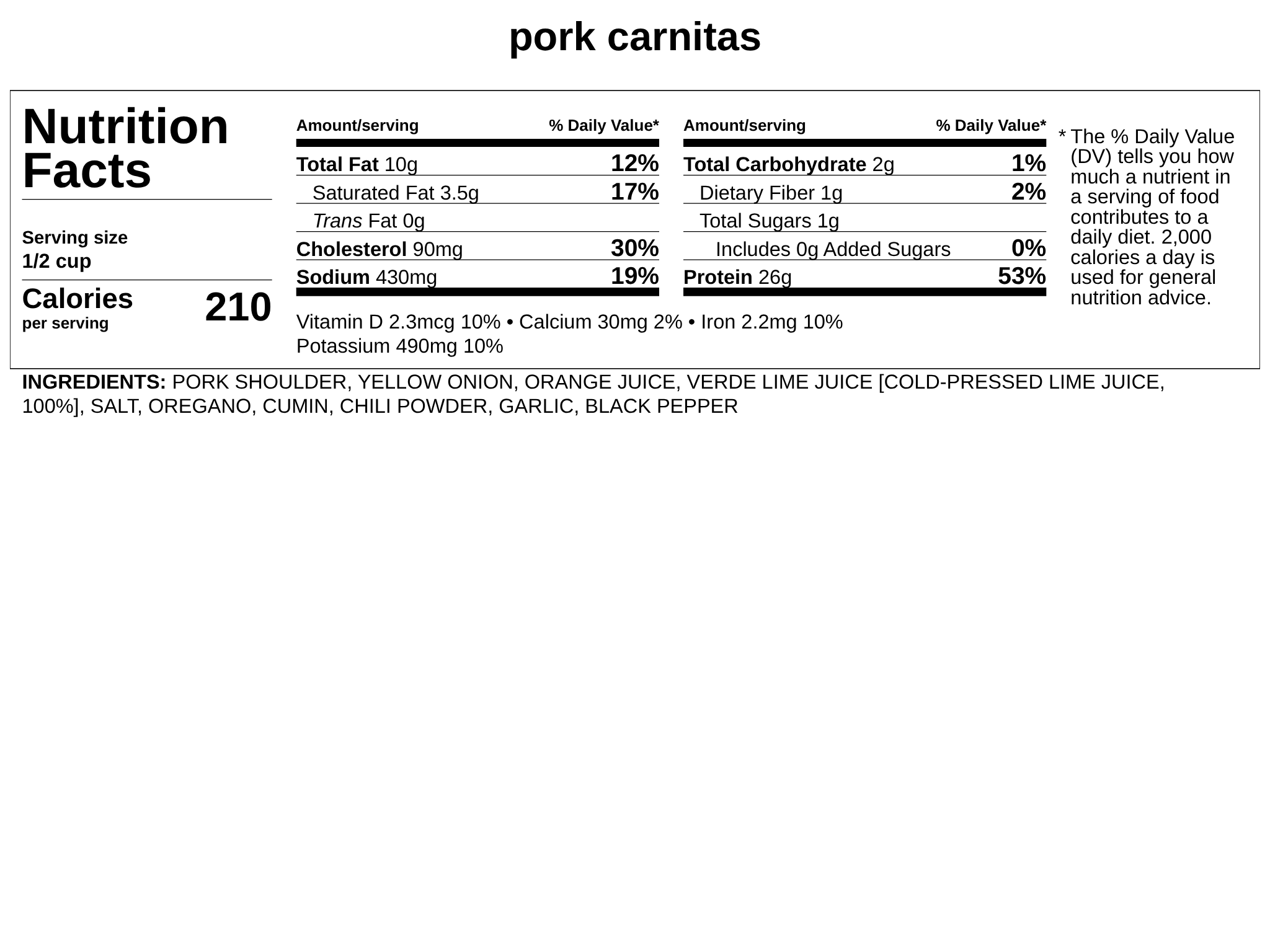 Frozen - Carnitas Pork for Tacos