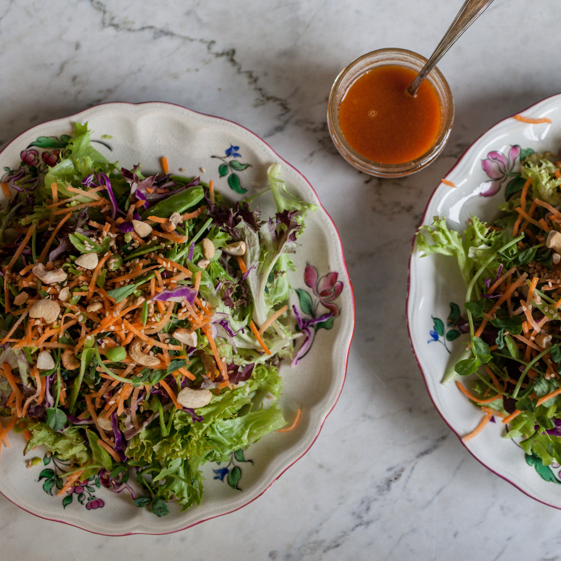 Thai Cabbage &amp; Veggie Salad w/Cashews, Toasted Coconut and Lime &amp; Herb Dressing