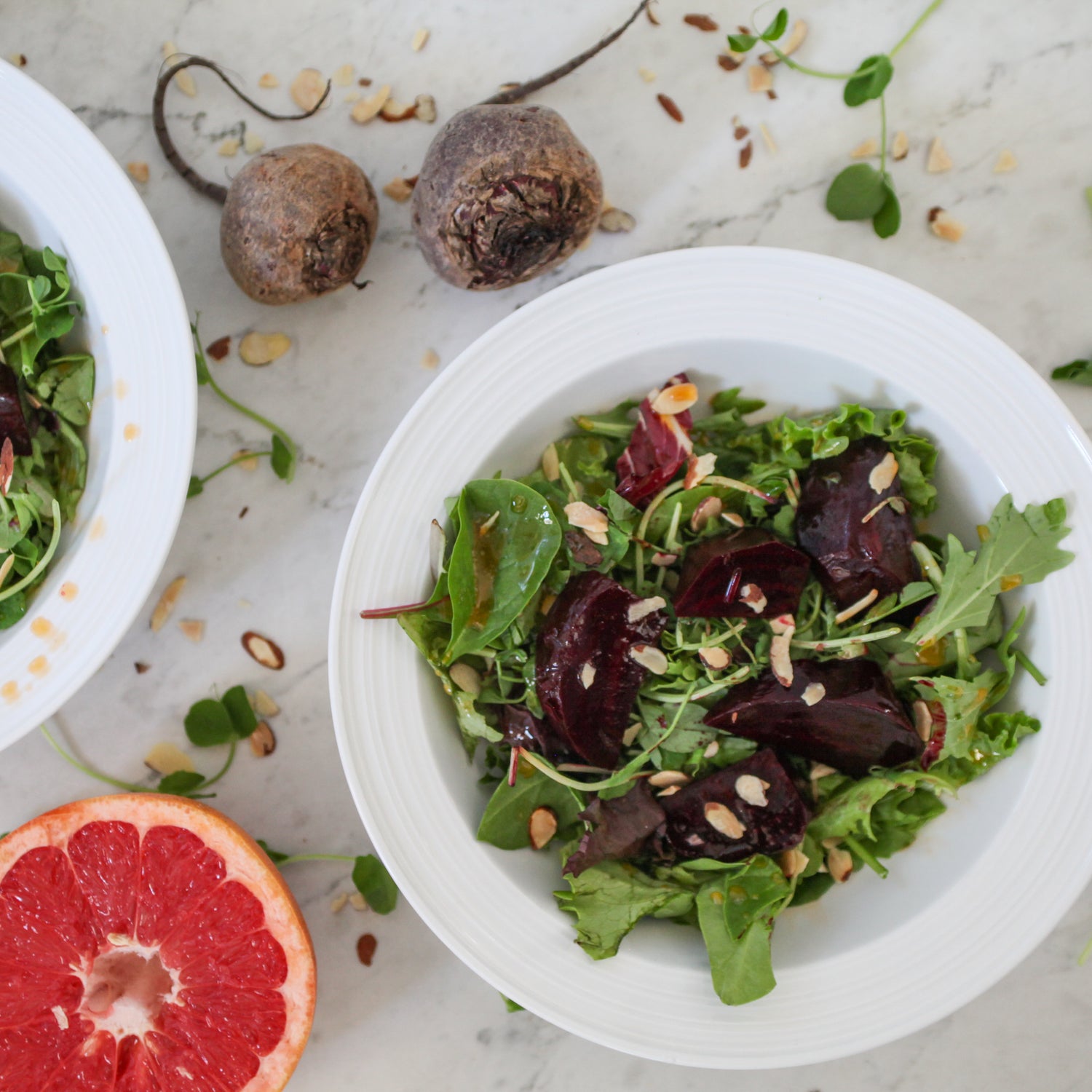 Green Salad w/Pickled Beets, Microgreens, Toasted Almonds &amp; Grapefruit Dressing