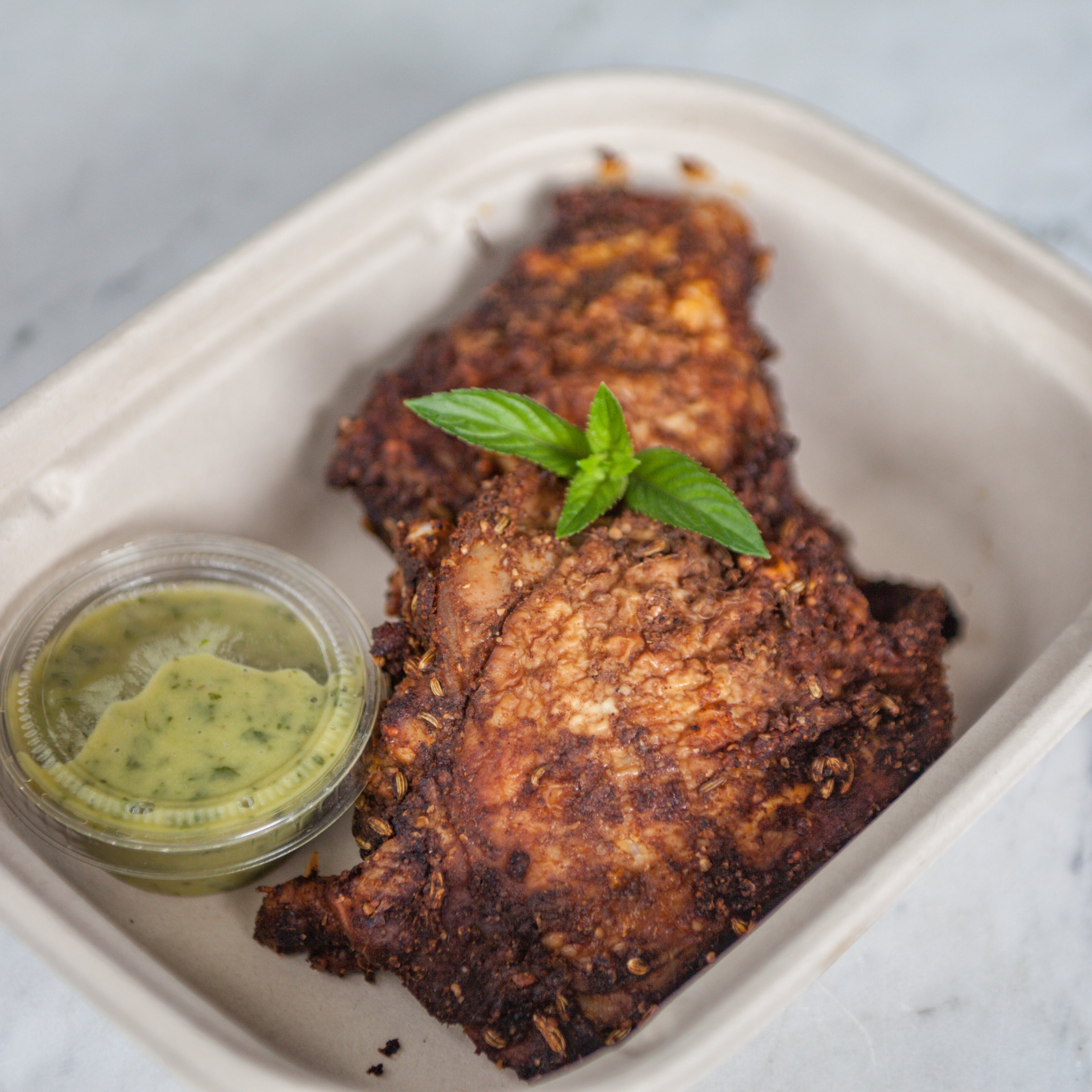 Frozen - Spiced &amp; Roasted Chicken Thighs w/Honey-Dijon-Mint Sauce