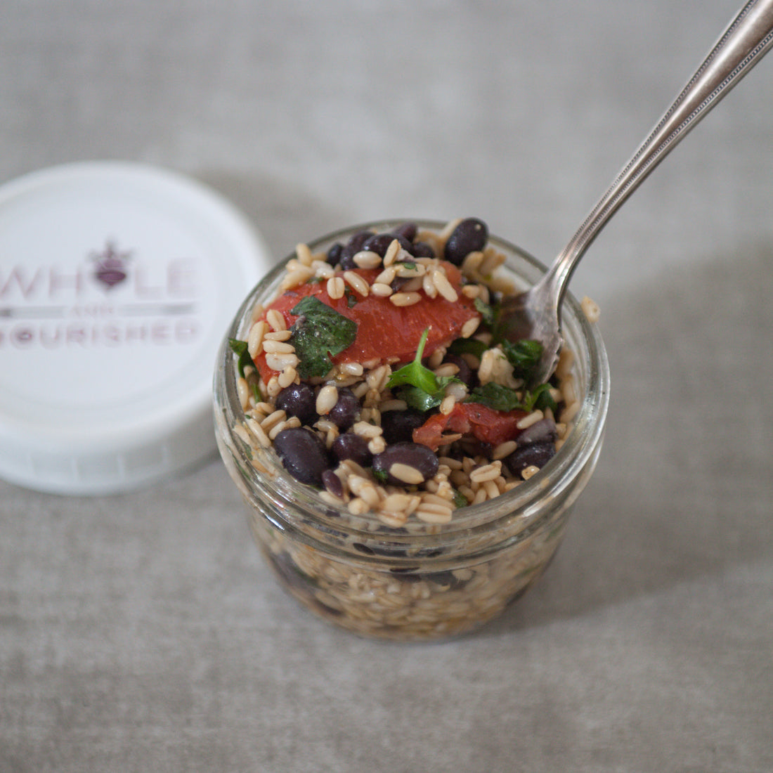 Oat Groat, Black Bean & Tomato Salad w/Honey-Lime Dressing